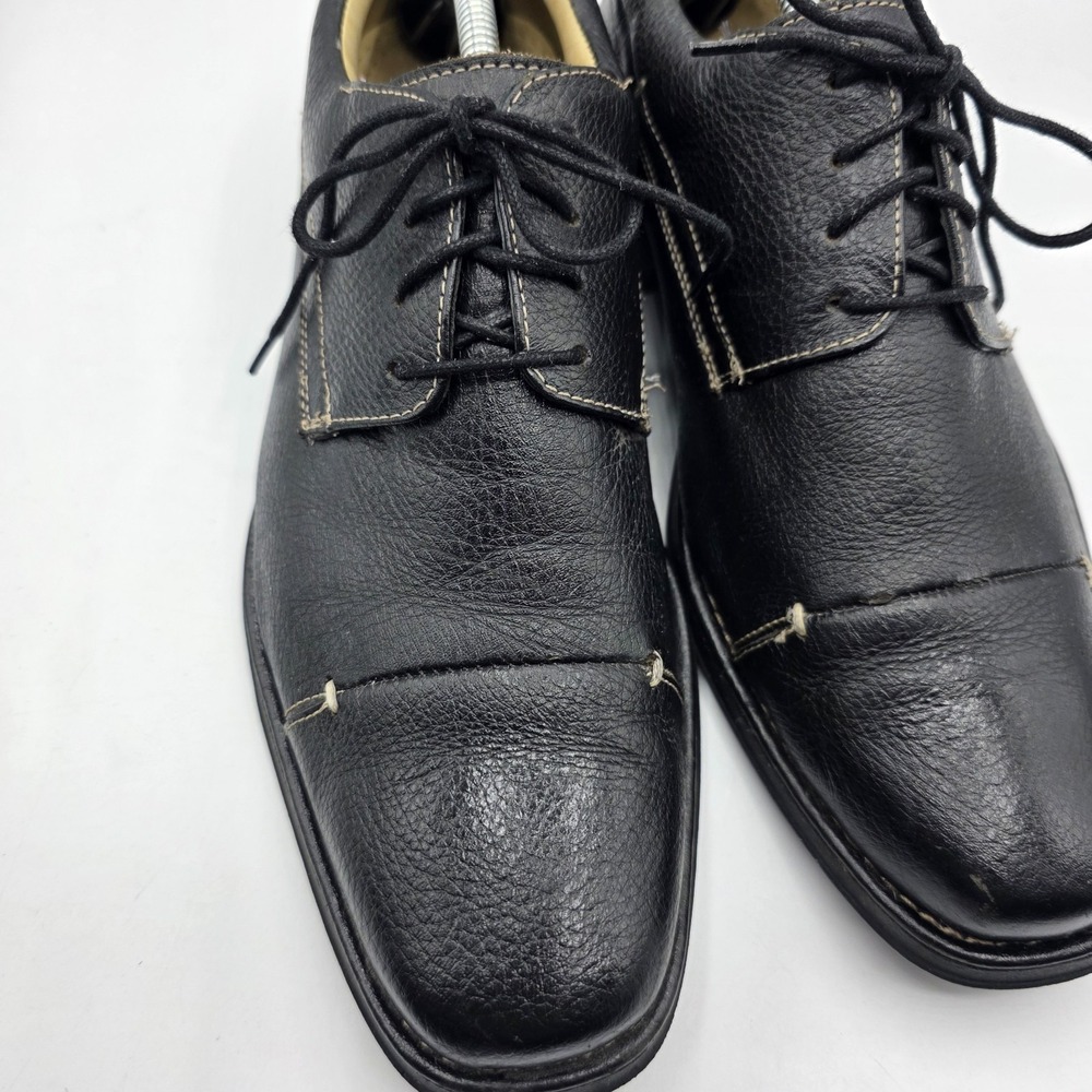 Belvedere Dress Shoes Mens 8.5 D Black Leather Florence Oxford Pebbled Cap Toe - Picture 2 of 12